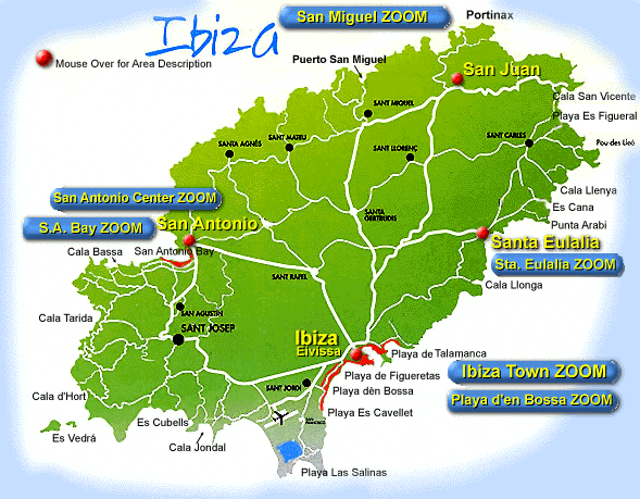 Le plan des plages d'Ibiza MTT